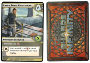 Shards of Infinity: Lasav, Tower Commander Promo Card box cover