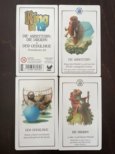 King of 12: die Arbeiterin, die Druidin & der Geduldige promo cards