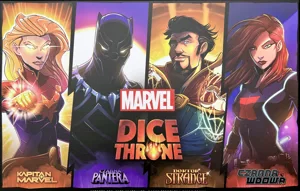 Marvel Dice Throne: Captain Marvel, Black Panther, Doctor Strange, Black Widow box cover