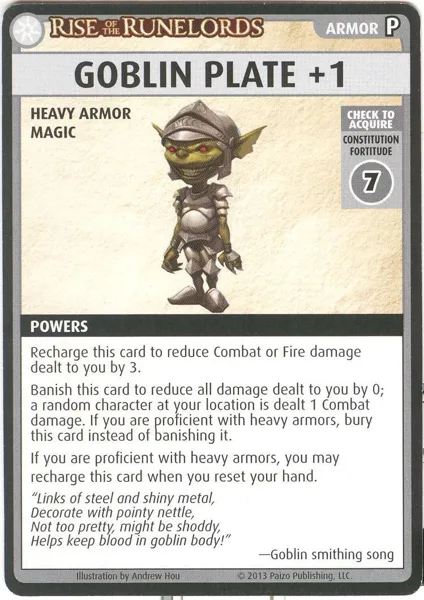Pathfinder Adventure Card Game: Rise of the Runelords – "Goblin Plate +1" Promo Card