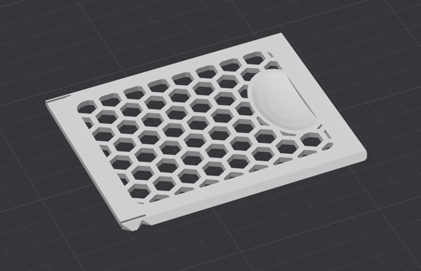 Barrage organizer player box lid with hexagonal holes
