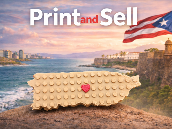 Puerto Rico Brick magnet with movable heart