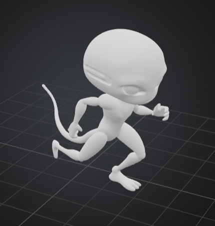 Mars alien running on mars with a tail (Made with Meshy.ai)