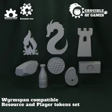 Wyrmspan compatible resource and player tokens