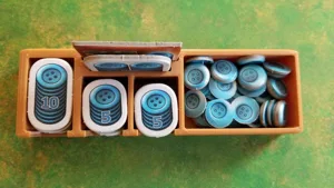 Patchwork game coin holder and inserts - Remix for larger cardboard tokens