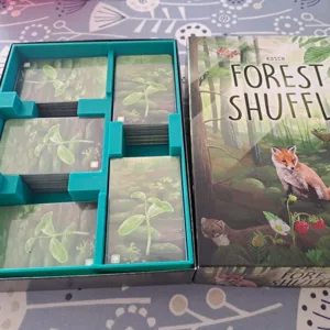 Forest Shuffle insert including expansions and sleeved cards