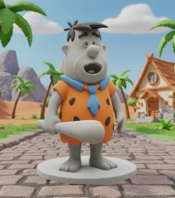 Fred Flintstone Cartoon Caveman 3D Character - Stone Age Character STL