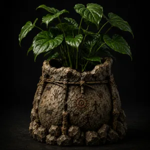 Stone Age Tribal Planter / Primitive Rock Vase | Cave Art Plant Pot STL | FDM Friendly