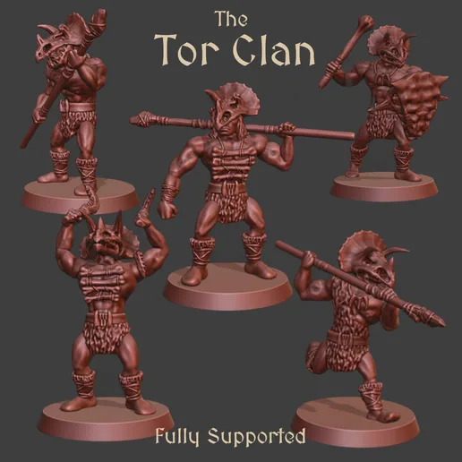 The Tor Clan - Warband of 5 Primal Warrior Cavemen of the Stone Age