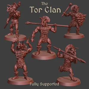 The Tor Clan - Warband of 5 Primal Warrior Cavemen of the Stone Age