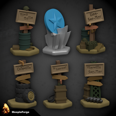Objective Marker Signposts and Vicotry Medal Display (for Memoir 44 Board Game)