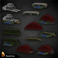 Bridges and Bridges Over River in Temperate Climate compatible with Memoir 44 Board Game
