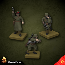 WW2 Infantry Russian Command Squad 15mm Scale (compatible with Memoir 44)