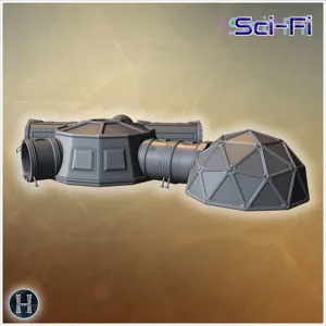 Modular space base with corridor and dome (2) - Future Sci-Fi SF Infinity Terrain Tabletop Scifi