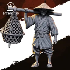 Village Fisherman – Feudal Japan Villager STL Miniature for Tabletop RPG (28mm / 32mm) Presupported