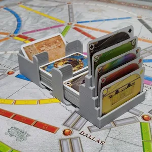 Ticket to Ride compatible Draw and discard station, card tray for Train Cards, Discard Pile, Destination Tickets, and Face Up Cards