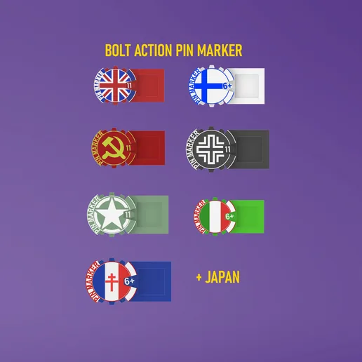 ALL NATIONS PIN MARKER FOR BOLT ACTION GAME