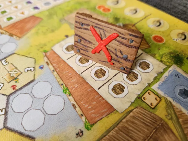 Market blocker sign for La Granja Board Game
