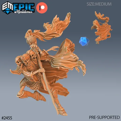 Skeleton Skull King Magic ‧ DnD Miniature ‧ Tabletop Miniatures ‧ Gaming Monster ‧ 3D Model ‧ RPG ‧ DnDminis ‧ STL FILE