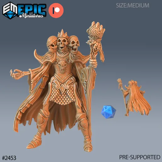 Skeleton Skull King ‧ DnD Miniature ‧ Tabletop Miniatures ‧ Gaming Monster ‧ 3D Model ‧ RPG ‧ DnDminis ‧ STL FILE