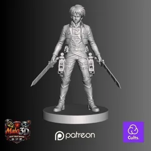 ⚔️ Eren Yeager – Survivor STL Miniature + Zombicide Black Plague Character Card