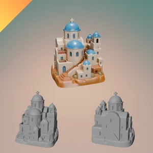 Santorini Diorama – 3D Printable Greek Island Diorama for Scenic Displays, Travel Decor, and Miniature Collections