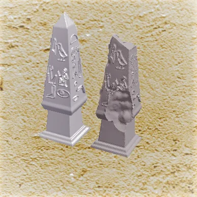 Miniature Egyptian Obelisks New and Decaying