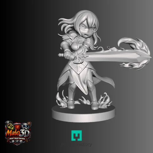 ⚔️ Cha Hae-In Chibi Hero + Arcadia Quest Cards – STL Miniature ⚔️