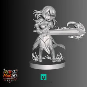 ⚔️ Cha Hae-In Chibi Hero + Arcadia Quest Cards – STL Miniature ⚔️