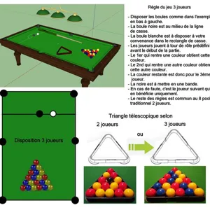 Innovation 3 player telescopic billiard triangle
