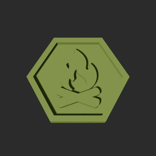Bonfire Hexagon – 3D Printable Game Token