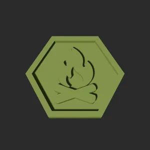 Bonfire Hexagon – 3D Printable Game Token