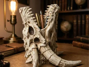 Dragon Skull Pen Holder – Ancient Relic