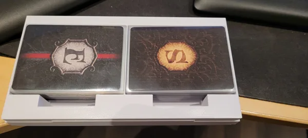 Mice and mystics insert with space for sleeves on the cards