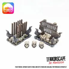 Fear tokens, keys and separate ways stands add-ons for Terrorscape Mansion (3DPrinting, BoardGames, Accessories, Horror, DIY, Halloween, Diorama) by am-media.biz