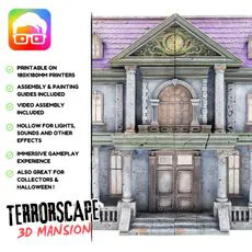 👻🎃 3D printable Mansion for Terrorscape boardgame by am-media.biz (Accessories, Horror, Immersion, DIY, Painting, DiceTower, Effects, LED, Smoke, Sound, Halloween, Diorama, Creativity, Haunted House)