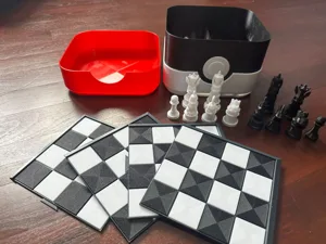 Low Poly Pokemon Chess Set with Box and Board