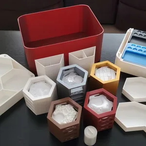 Settlers of Catan 3D Printed storage for interlocking game board.