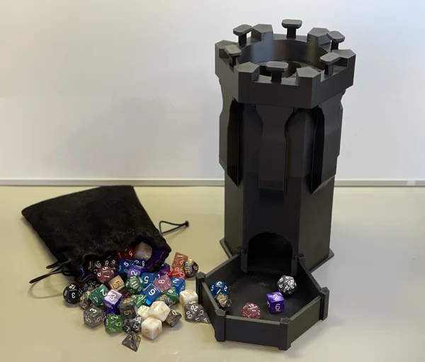 "Press to roll" Dice Tower - 3 sizes