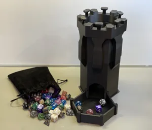 "Press to roll" Dice Tower - 3 sizes