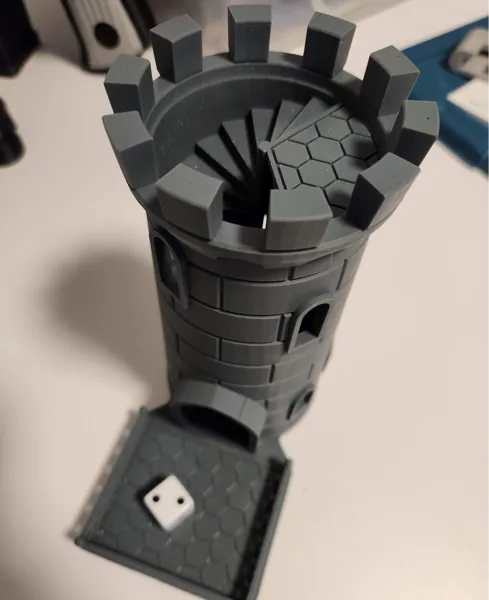 Traditional dice tower with platform