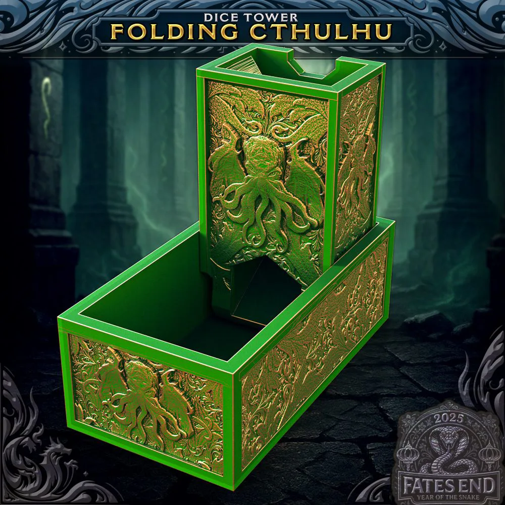 Cthulhu Folding Dice Tower - Dice Tower and Dice Vault in one!