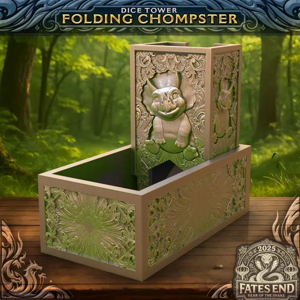 Chompster Folding Dice Tower - Dice Tower and Dice Storage in one!