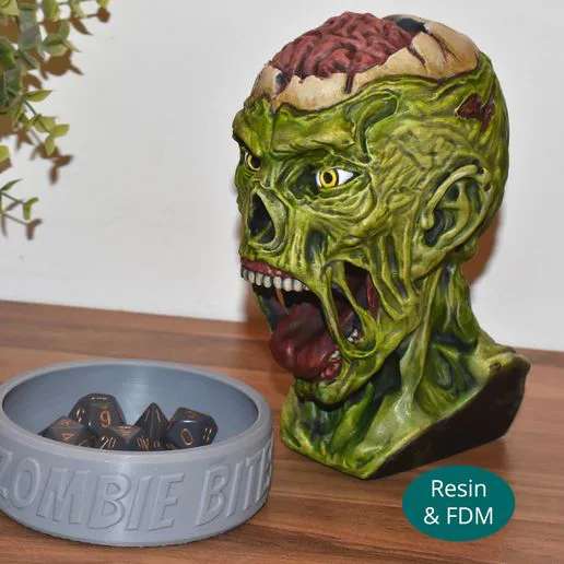 Dice Tower Zombie Head (Resin & FDM / presupported & Support free)