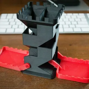 Dice Tower with Fold-Up Trays