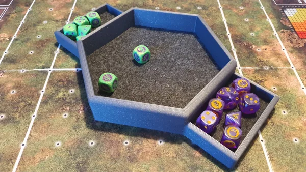 Dice tray with open storage