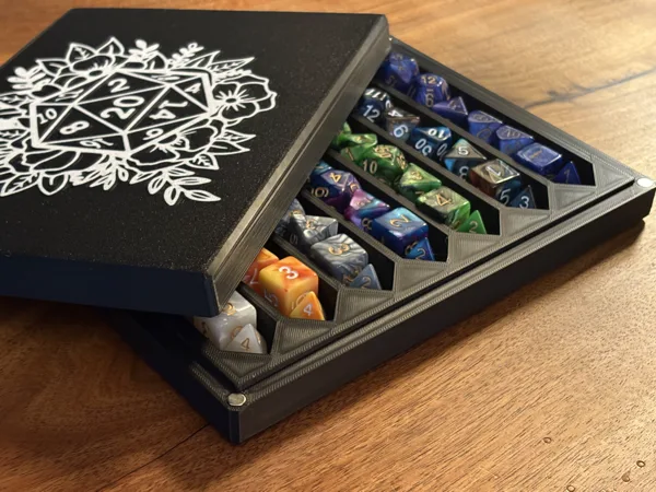 Dice Organizer Magnetic Lid with Rolling Tray