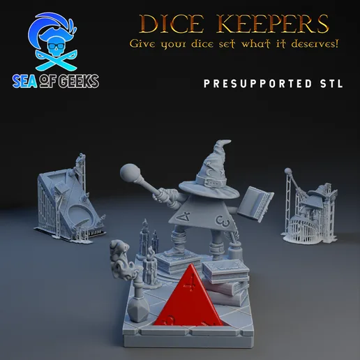 Dice Keepers - 14 miniature & polyhedral dice stand (Free test model)