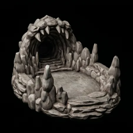 Monster Maw Cave Dice Tray - Underdark Serpent Rolling Pool STL