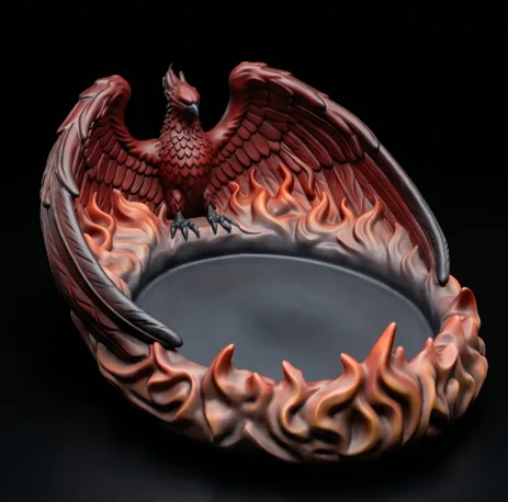 Phoenix Fire Basin Dice Tray - Mythical Flame Polyhedral Rolling Pool STL